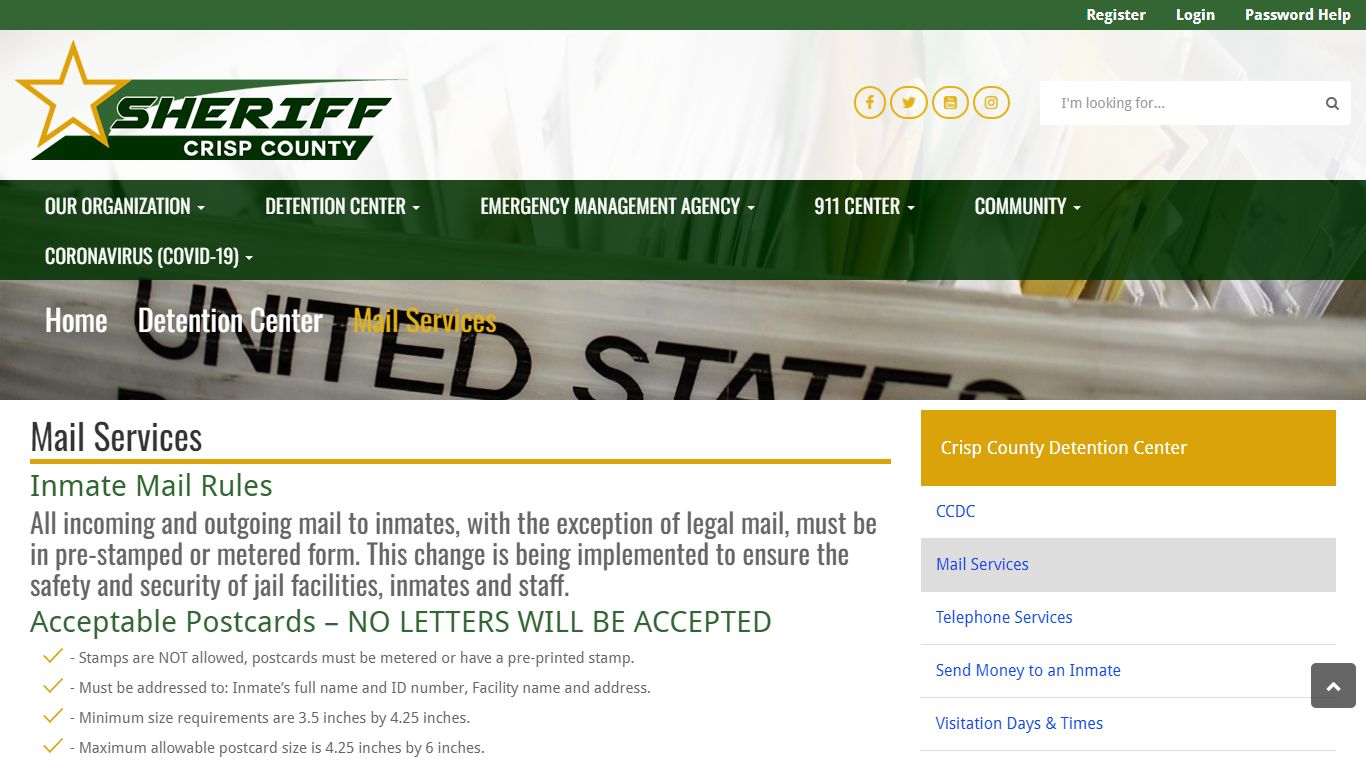Mail Services | Crisp County Sheriff's Office